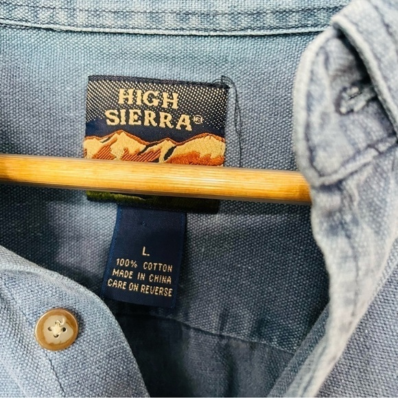 VINTAGE | Woven Chambray Oversized Slouchy Washed Out Faded Distressed Shirt Top - Picture 5 of 6